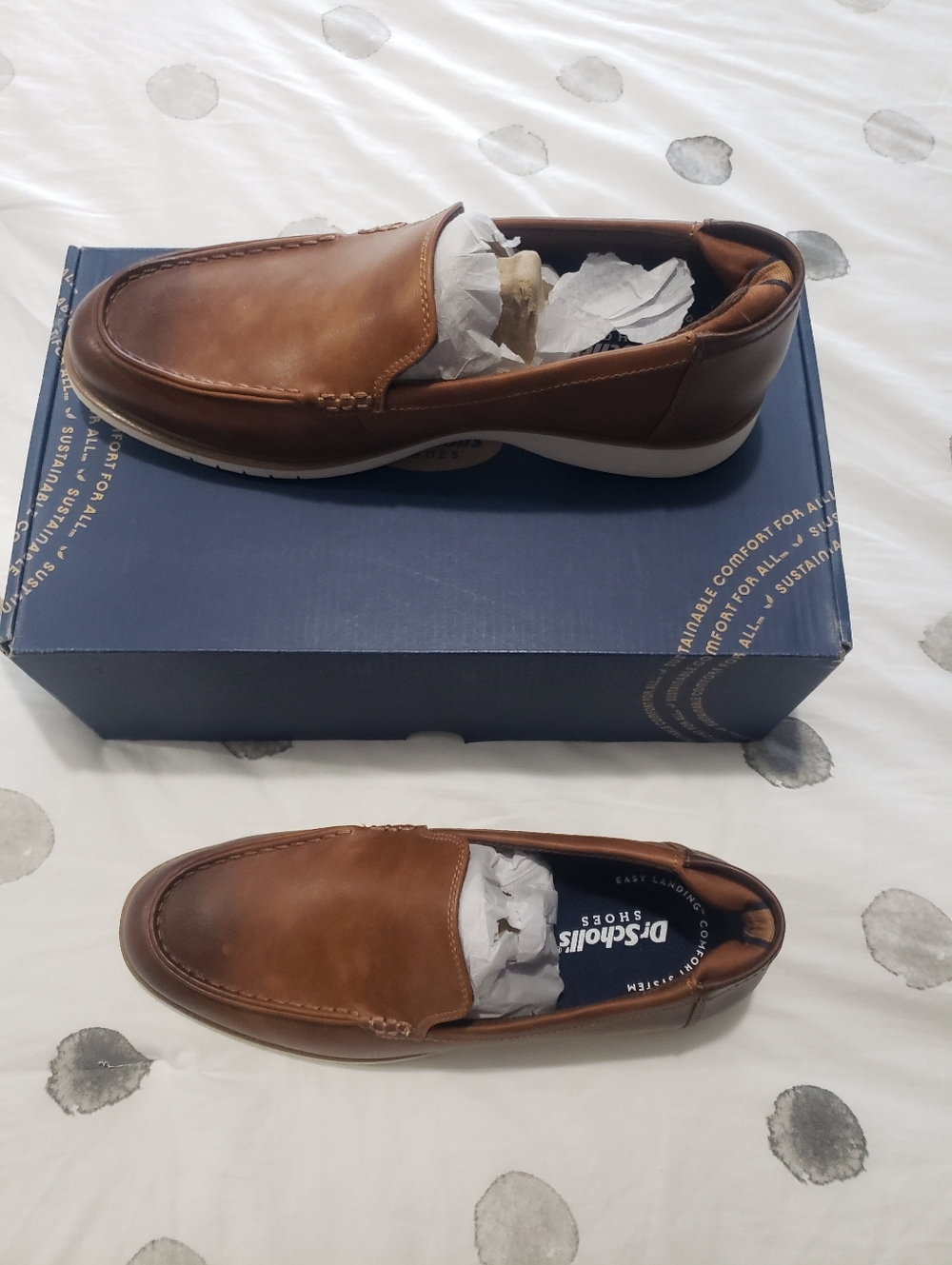 Dr. Scholl's Brown Leather Slip-On Loafers with White Sole